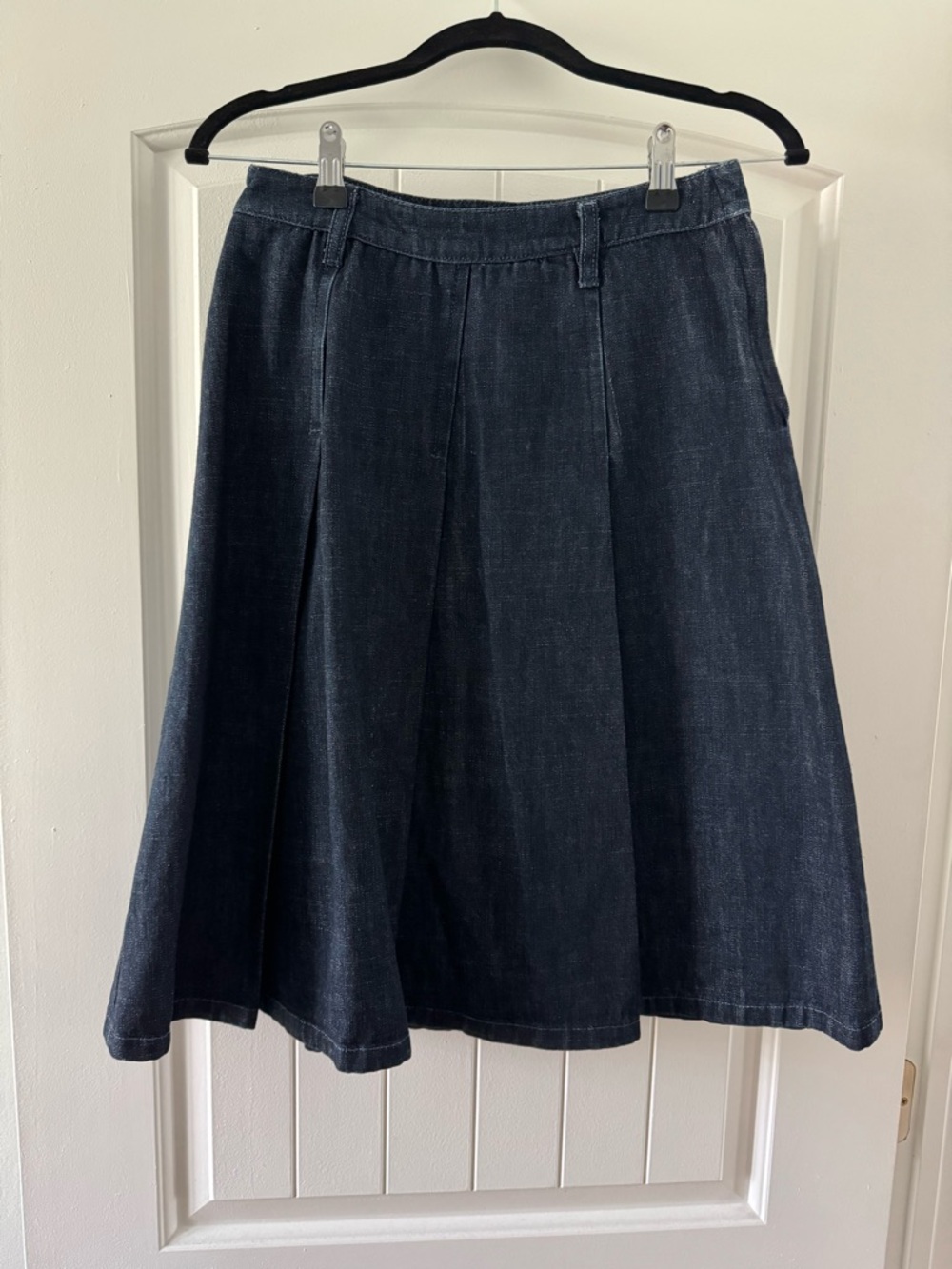 Miu Miu Dark Denim A-Line Skirt - Deep Navy